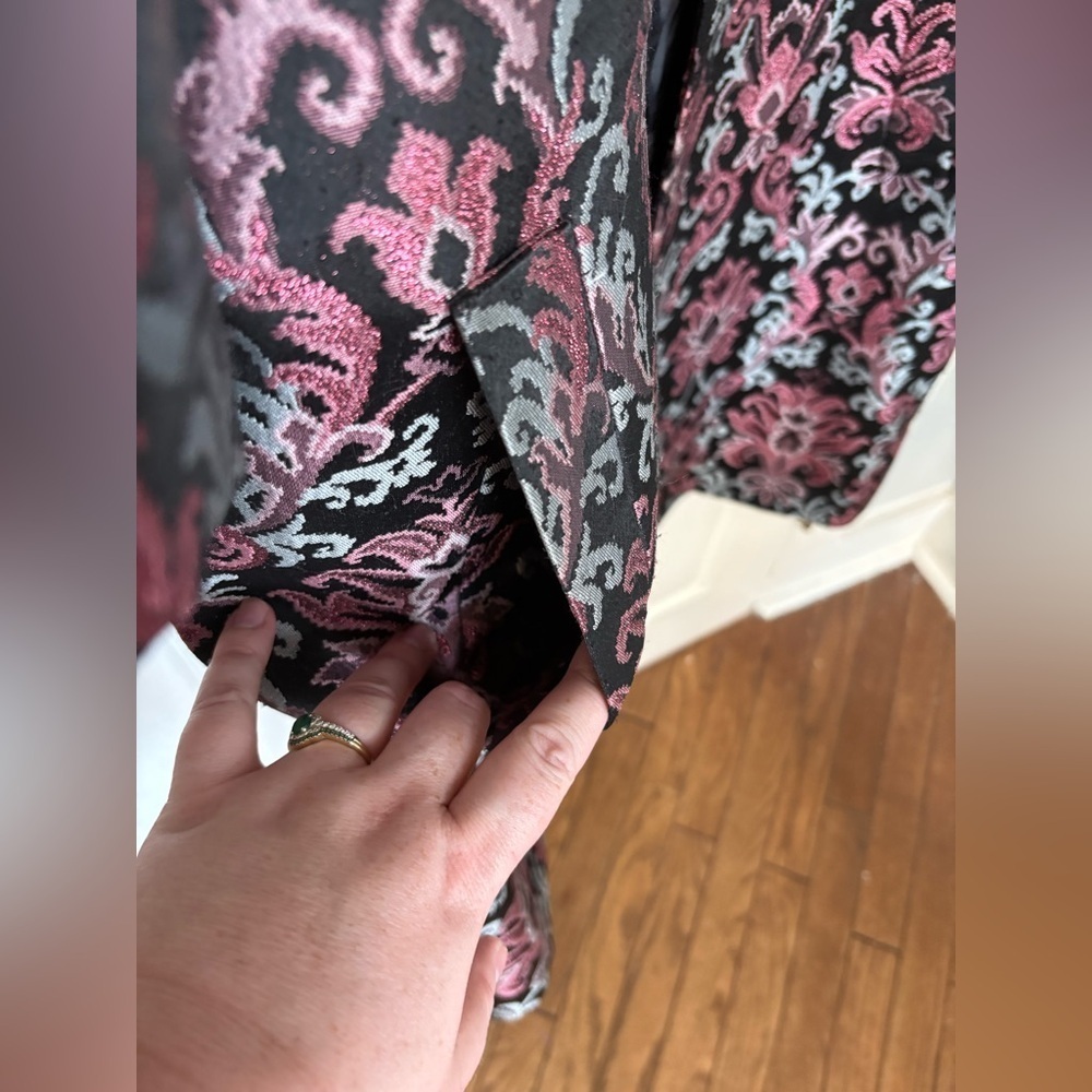 Kate Spade Finer Things Tapestry Jacquard Jacket – Size 14 – Metallic Blue/Pink - Picture 8 of 13